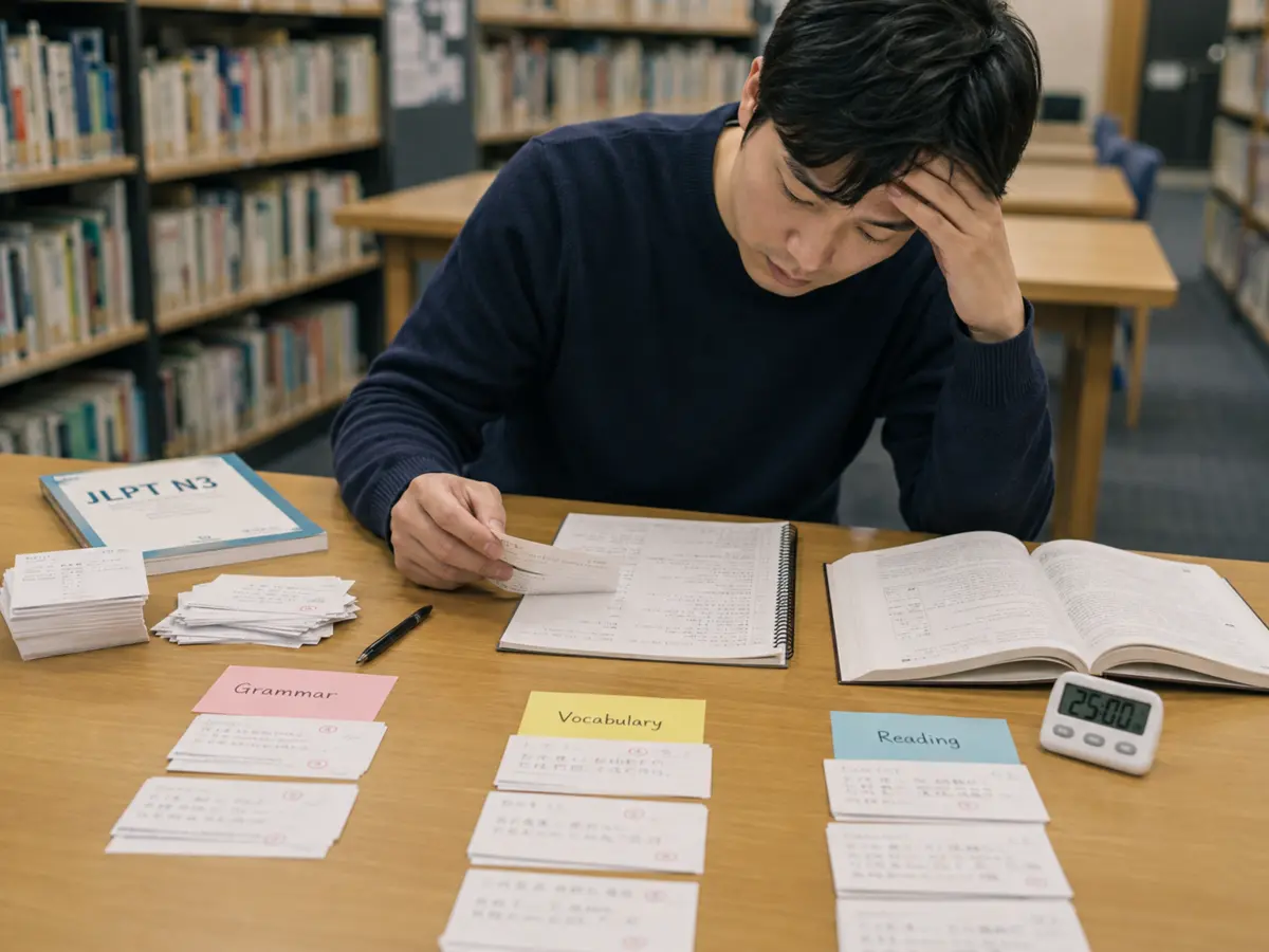JLPT N3 오답을 영역별로 정리하는 학습자